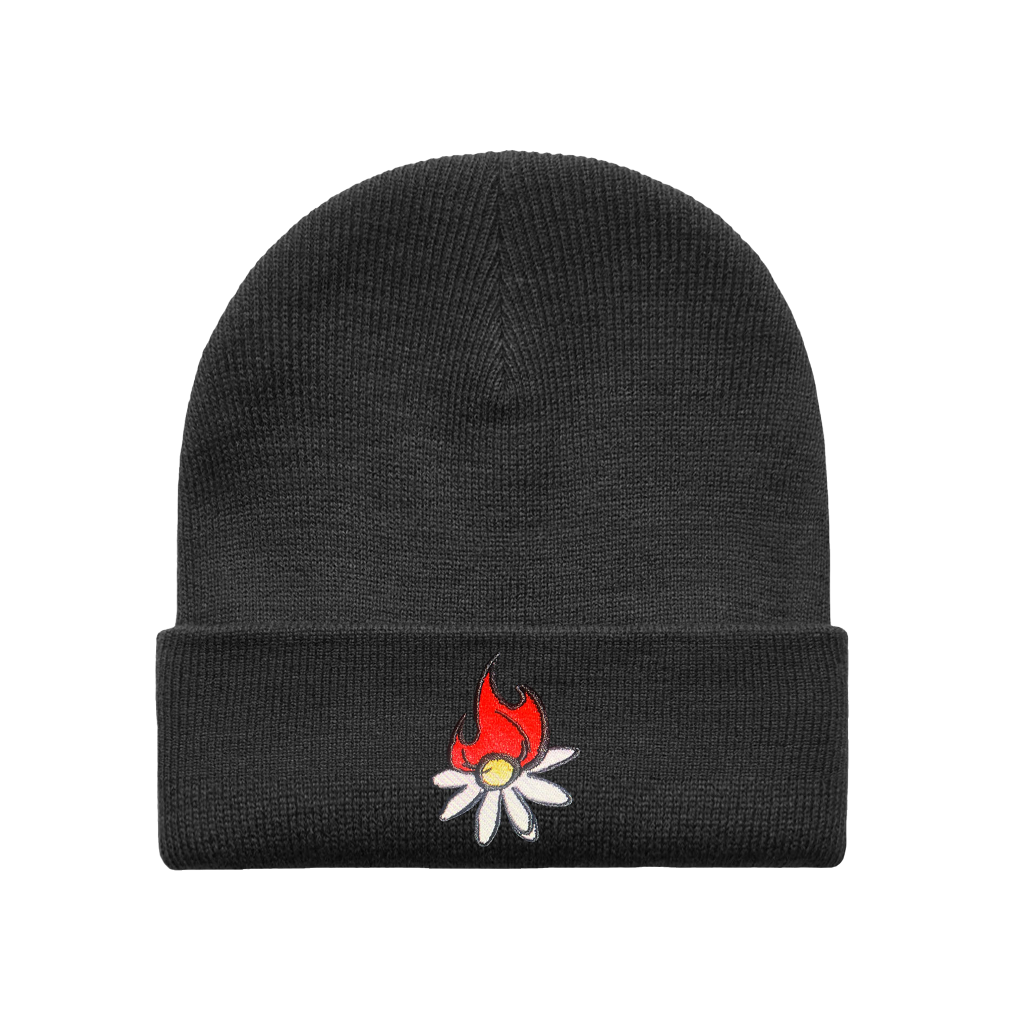 Burning Daisy Black Beanie