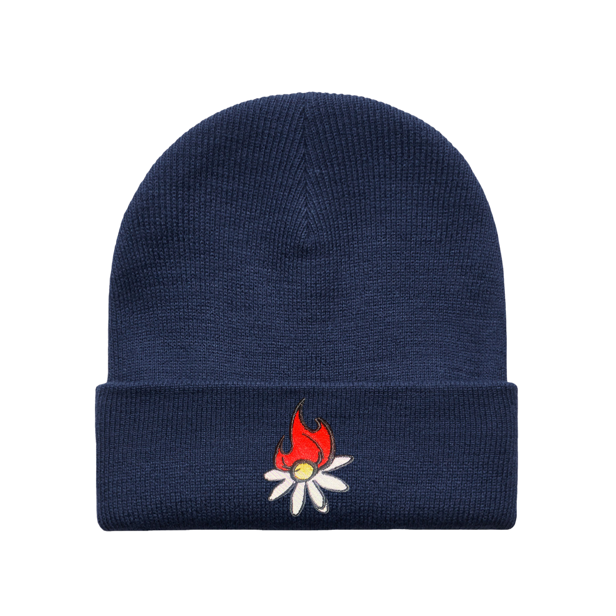 Burning Daisy Navy Beanie