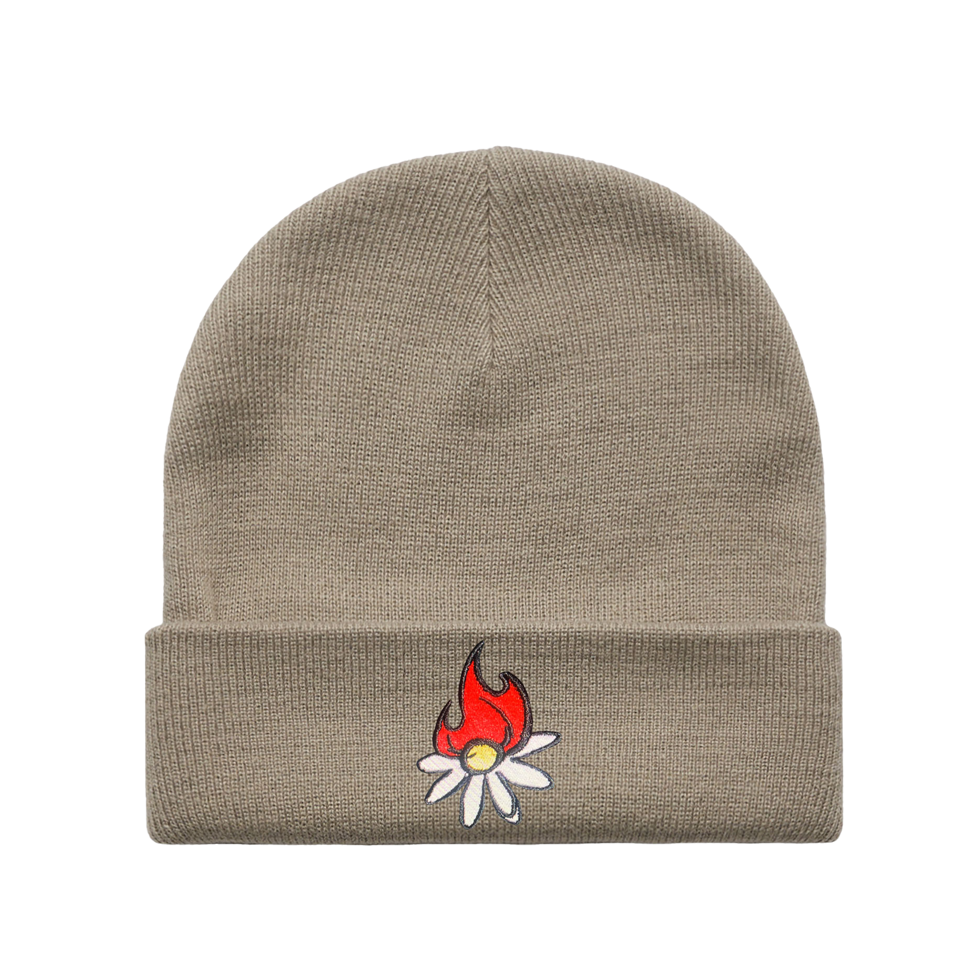 Burning Daisy Khaki Beanie